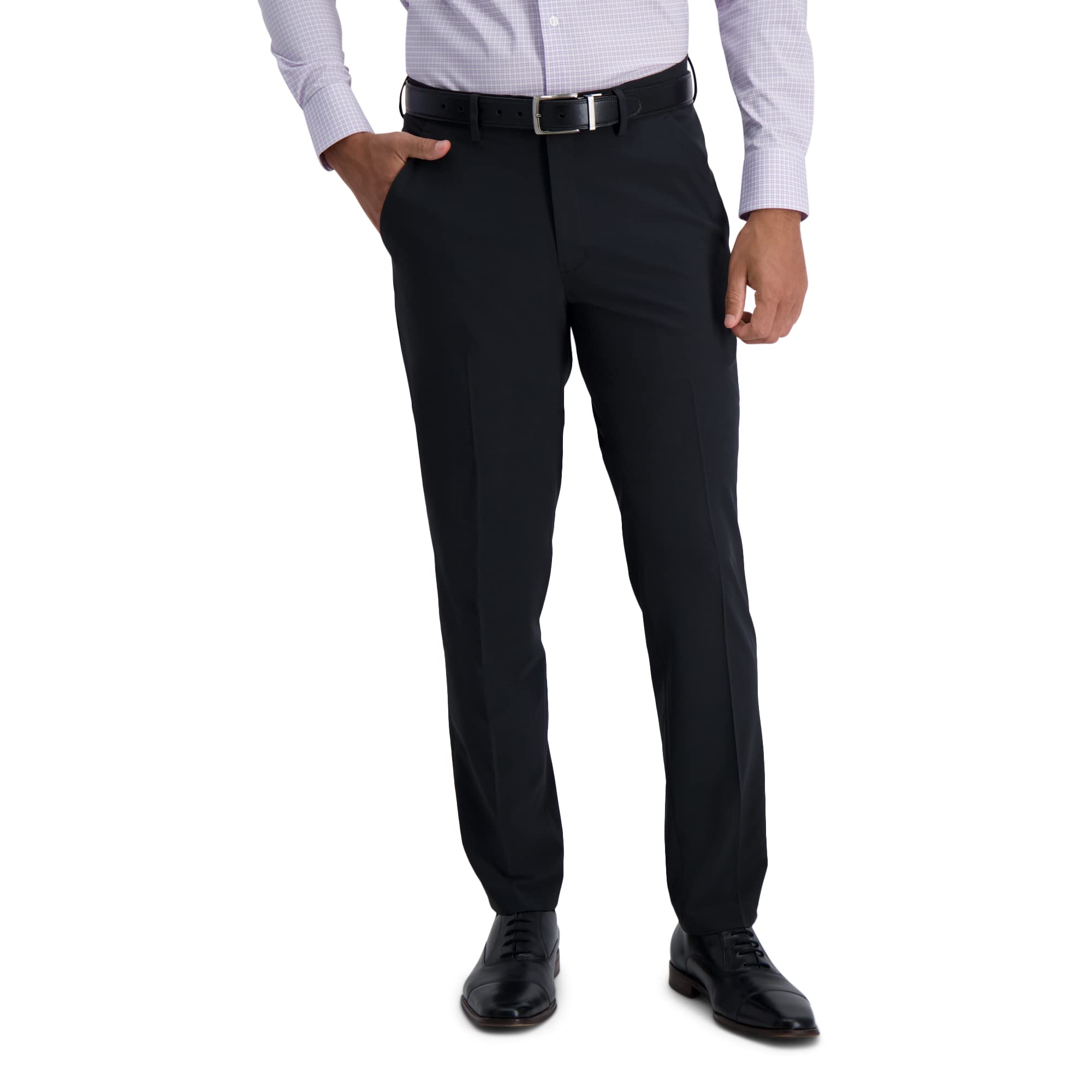 Haggar Men's Active Series Tech Slim Fit Flat Front Supreme Flex Waistband Trous