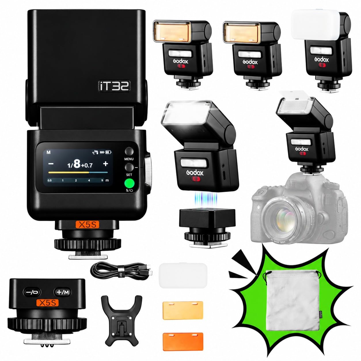 GODOX iT32 TTL Camera Flash with X5S Trigger for Sony A7 III,ZV-E10,A7 IV | ZV-E
