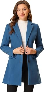 Allegra K Women's Single Breasted Peacoat Work A-line Winter Overcoat