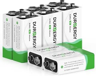 DURNERGY 9 Volt Batteries 8 Pack, Alkaline 9 Volt Battery for Smoke Alarms, 10 Years Shelf Life, 6LR61 Smoke Detector Battery, 9V Square Batteries