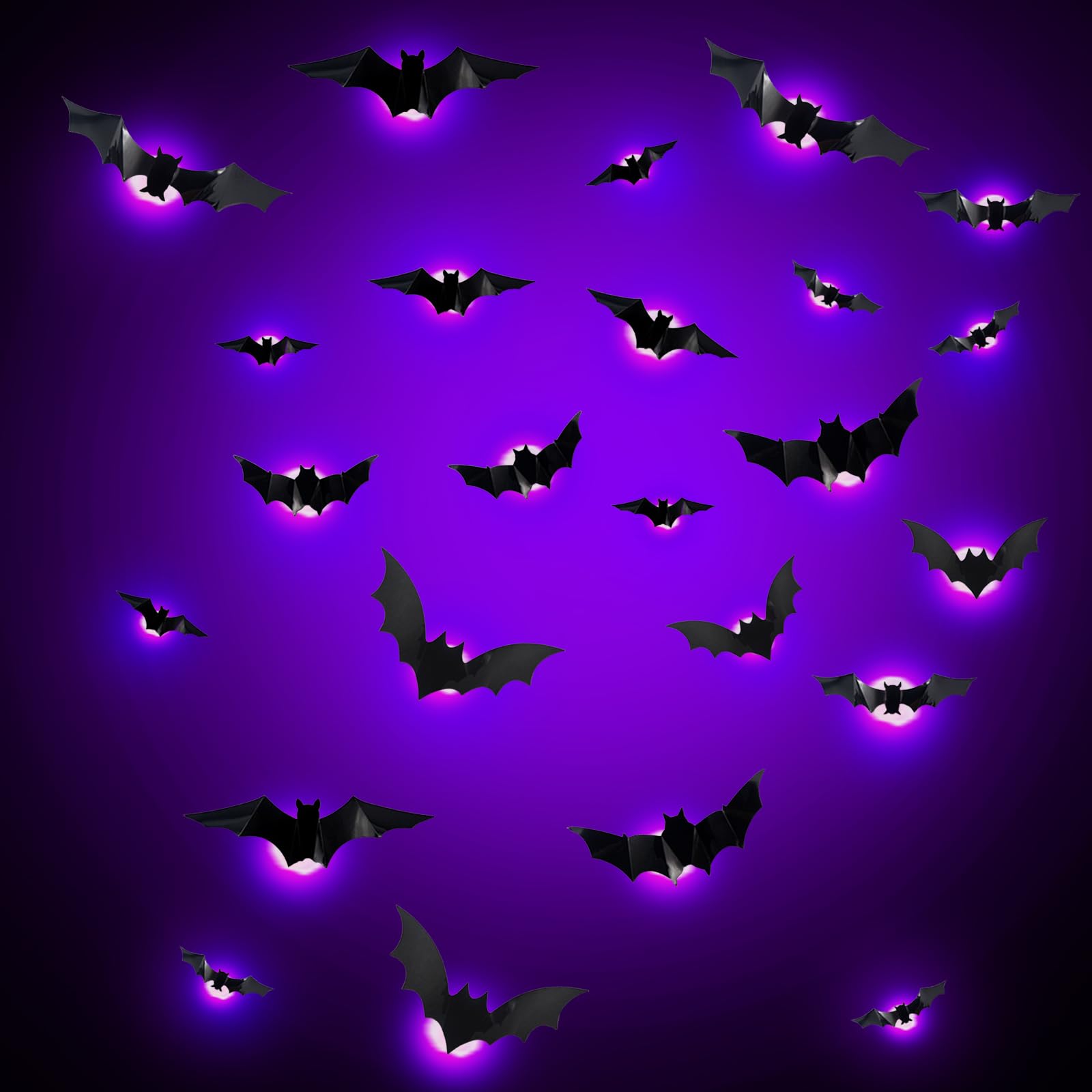 Halloween Decorations, 24Pcs LED Bats Lights Halloween Window Stickers | Hallowe