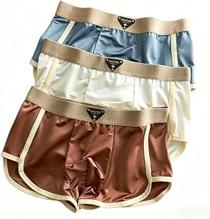 Men's Boxer Shorts, Set of 4, Shiny Satin Material, 3D Construction, Breathable, Antibacterial, Odor Resistant, Cool Feel, Cool Underwear, Men's Underwear, Square Pants, Boxer Briefs