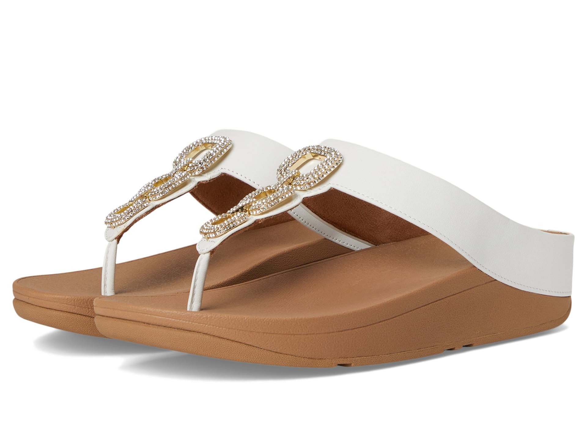 Fitflop Leather Sandals with White Crystals