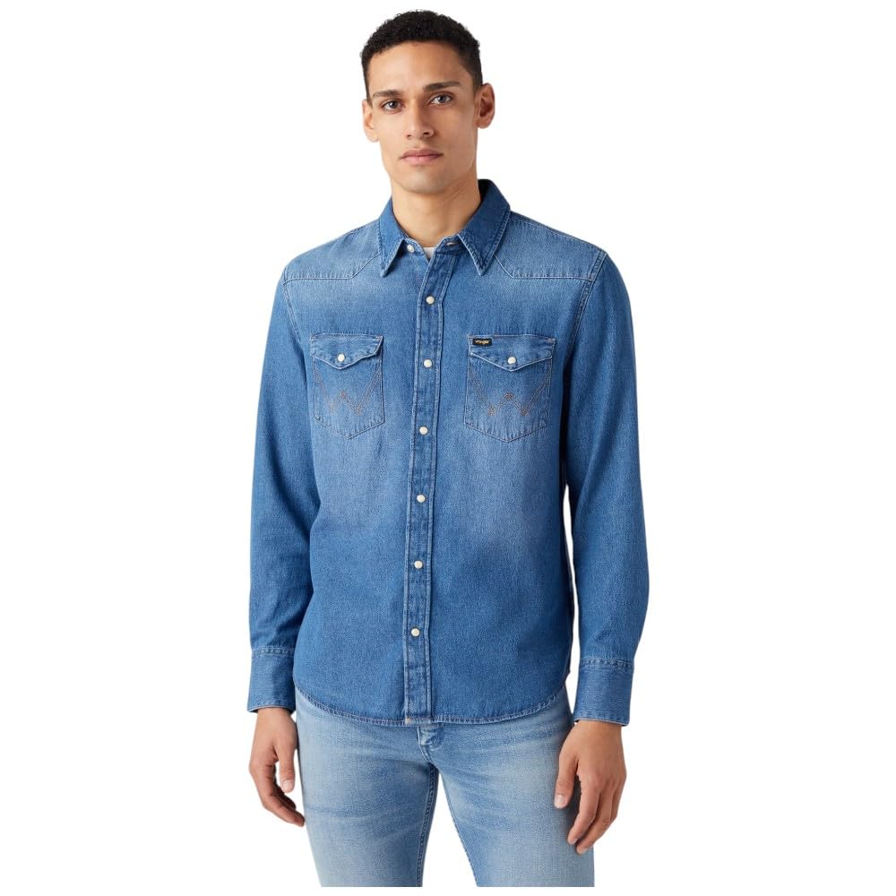 Wrangler - Camicia Uomo - vestibilità Regular - 27Mw - Stone Scuro