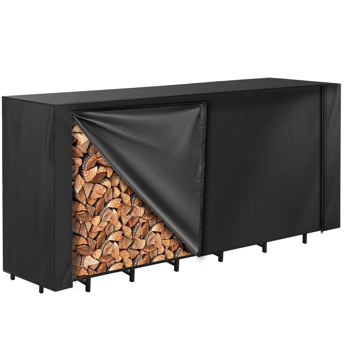 Vailge Firewood Rack Cover 8FT, Waterproof Firewood Rack Outdoor Cover with Full