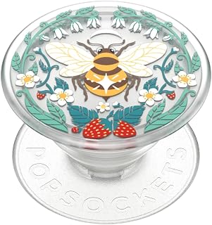 PopSockets Phone Holder with Extendable Kickstand, Adhesive Grip - Clear Bee Boho