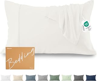 White Pillow Cases by Gökotta - Rayon Made from Bamboo, Breathable Pillow Cases with Envelope Closure, Silky Soft Queen Pillow Case for Deep Sleep (20''x30'', Cream White)