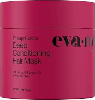 Eva NYC Therapy Session Deep Conditioning Hair Mask with Vegan Protein, Jojoba Oil + Argan Oil - Hydrate, Soften + Repair Hair Strength - Sulfate Free - Warm Vanilla Scent - 13.5 fl oz