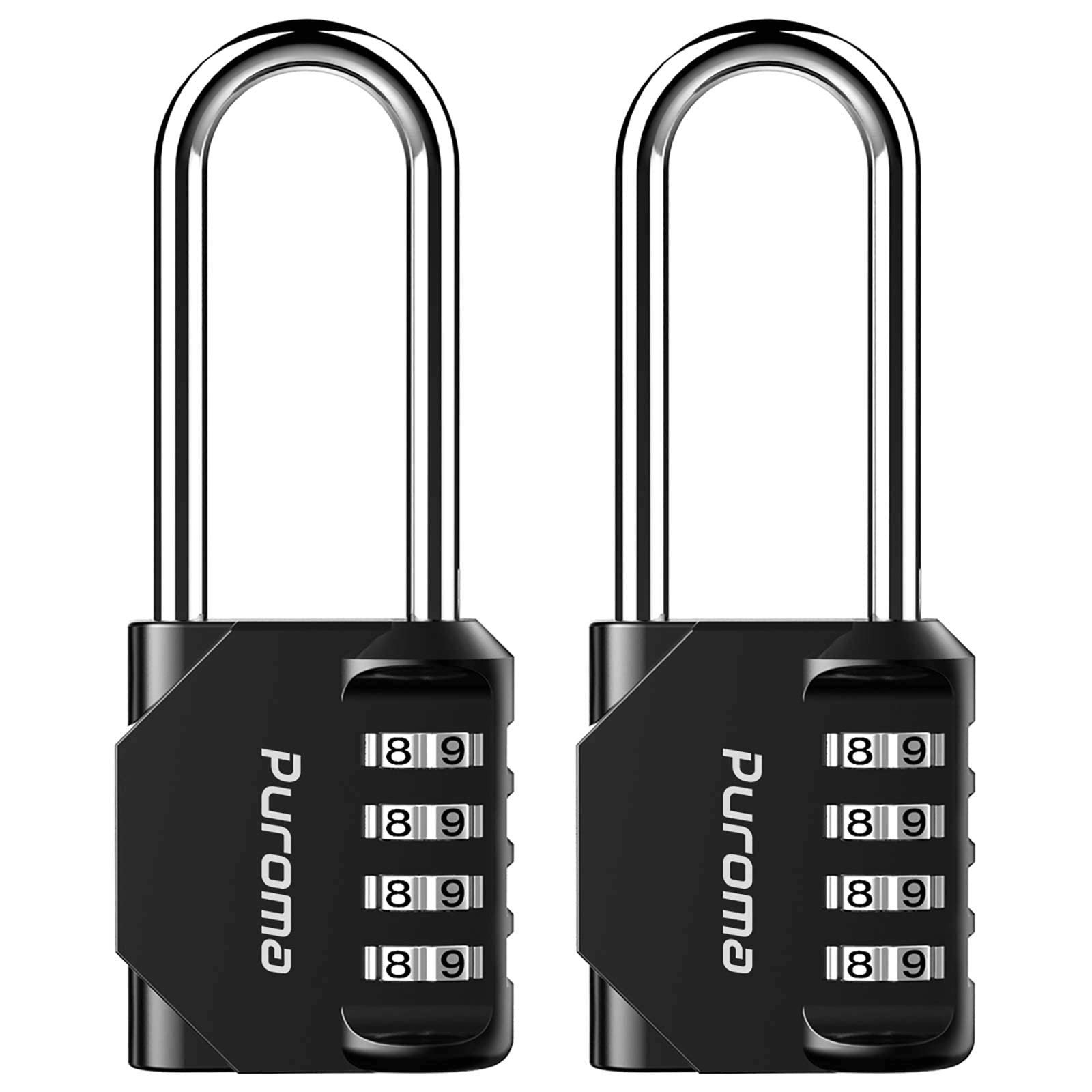 Puroma 2 Pack Combination Lock 4 Digit 2.6 Inch Padlock Gate Shed Black | For Ou