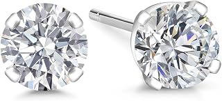 Gem Stone King 14K Gold Lab Diamond Stud Earrings
