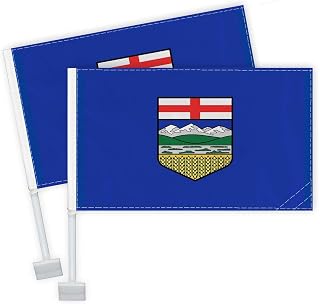 2 PCS Alberta Car Flag,Heavy Duty Canada Province Albertan Decor,Two Layer Digital Printed 150D Banner For Car Vechile Truck