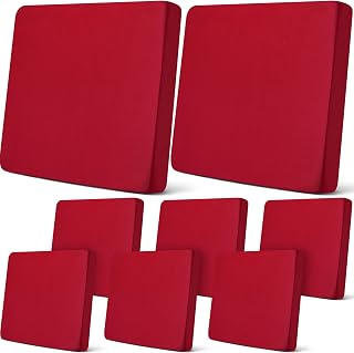 Newwiee 8 Pcs Patio Outdoor Cushion Covers,Solid,Wine Red | Stretch Slipcovers for Patio Furniture Sofa Couch, Soft Washable Protector, Fits Outdoor Seat Back Chair Cushions