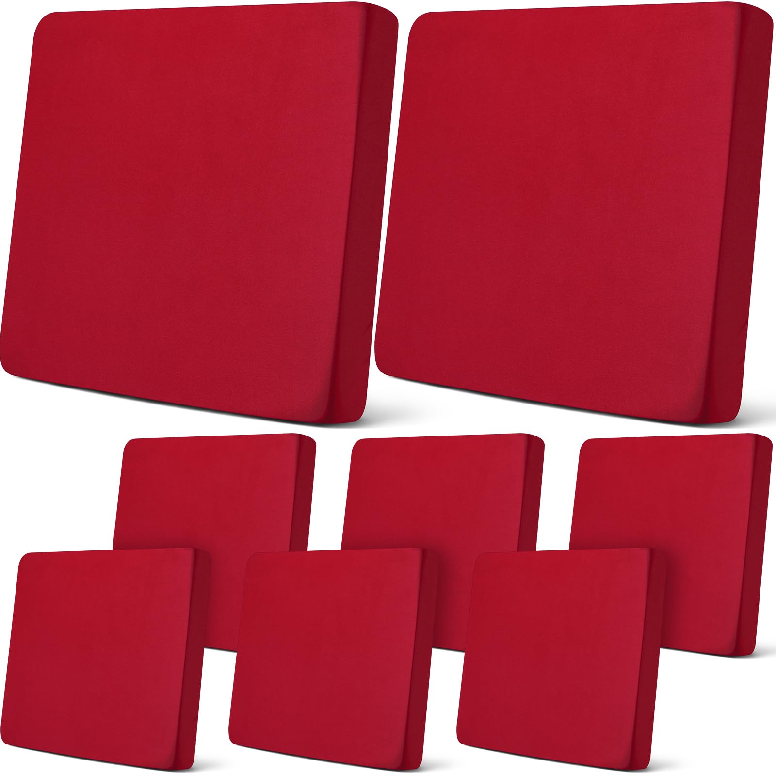 Newwiee 8 Pcs Patio Outdoor Cushion Covers,Solid,Wine Red | Stretch Slipcovers f