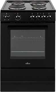 Willow WSE60BK 68L Freestanding Single Cavity Cooker, 60cm Electric Cooker - Black