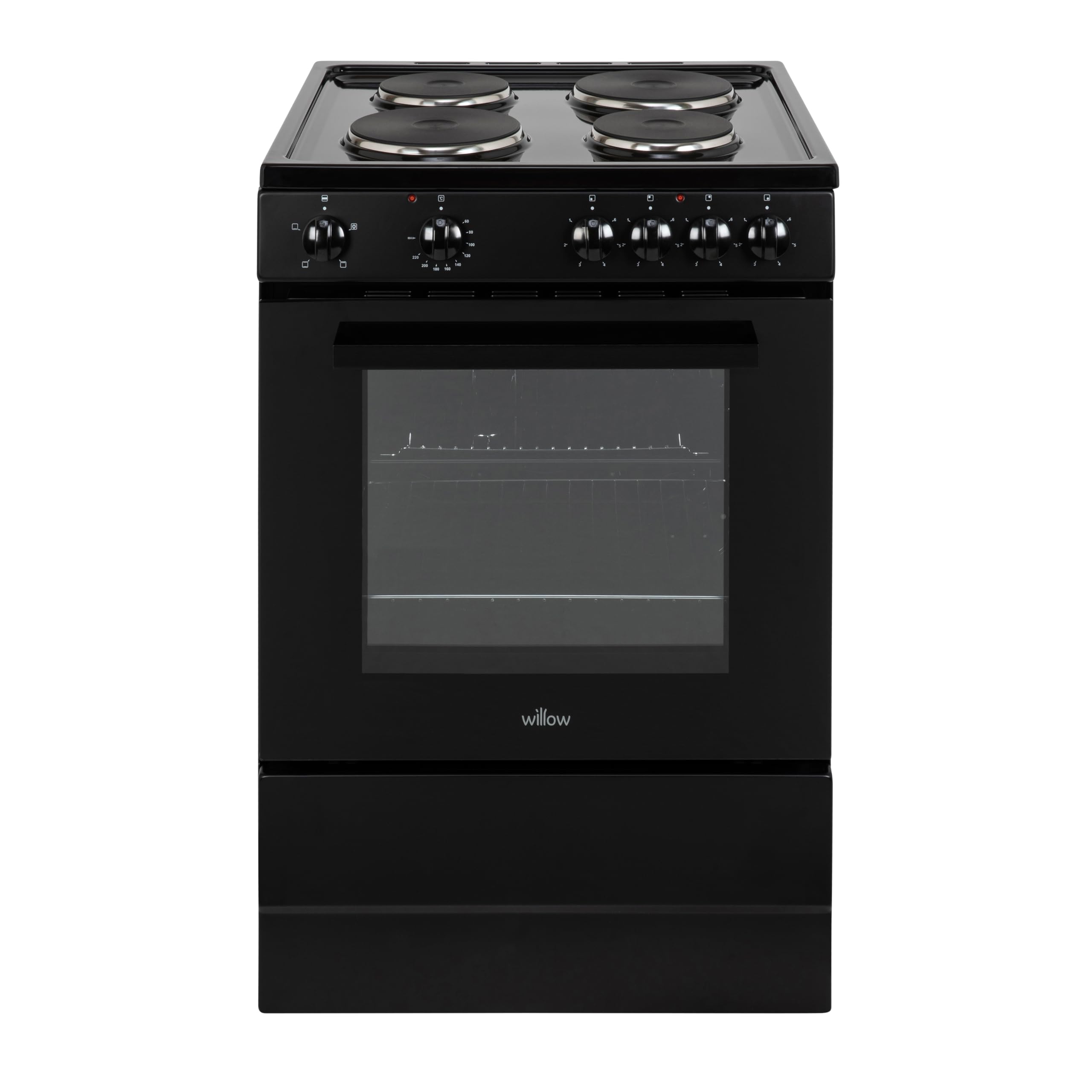 Willow WSE60BK 68L Freestanding Single Cavity Cooker, 60cm Electric Cooker - Bla