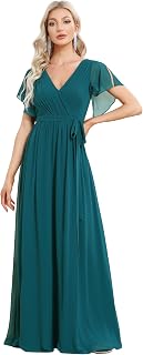 Ever-Pretty Long Deep V-Neck Ruffle Formal Dress