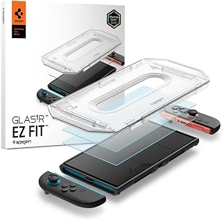 Spigen GlasTR EZ FIT Screen Protector for Nintendo Switch 2 [2 Pack] | AluminaCore, Aluminum Enhanced 10H+ Tempered Glass, Auto Align Tray, 100% clarity, Original touch, Dock-friendly, 7.9-inch