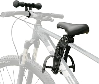 saurka Kid Bike Seat Front Mounted and Handlebar for Mountain Bike Parent-Child Cycling, Child Bicycle Seat&amp;Child Handlebar for All Adult MTB Bike Cycling(Foldable/Not Foldable Pedals)