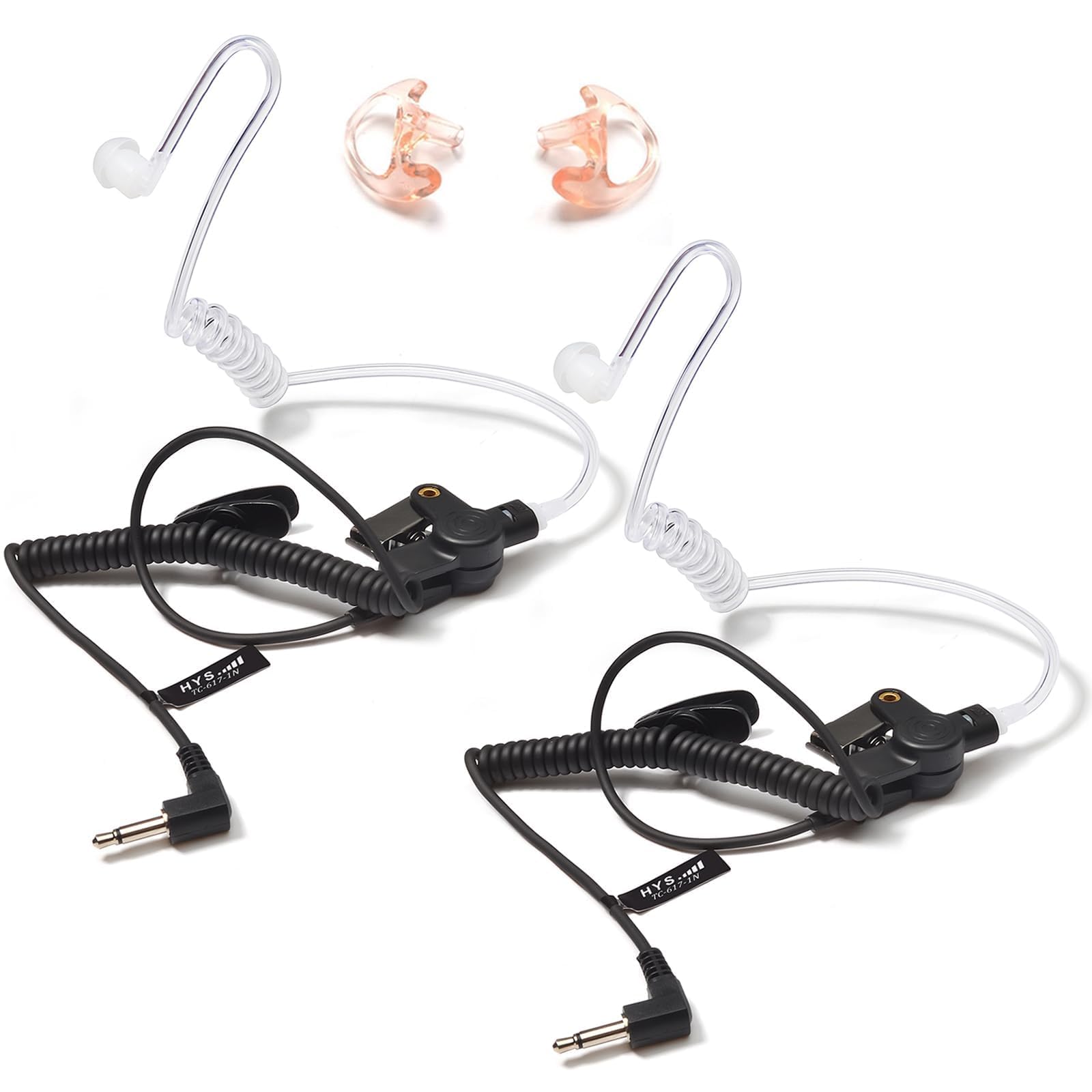 HYS 3.5mm Police Listen Only Acoustic Tube Earpiece with One Pair Medium Earmold