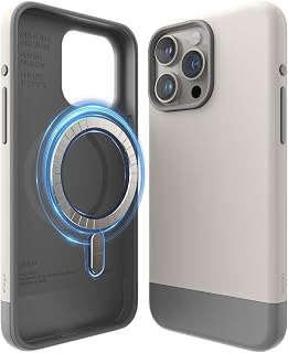 elago iPhone 15 Pro Max Case Compatible with MagSafe Glide Case Full Protective Cover Shockproof Slim Phone Case 6.7 Inch (Top Stone / Bottom : Medium Gray)