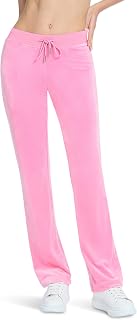 Juicy Couture Womens Rib Waist Velour Pants with Drawcord