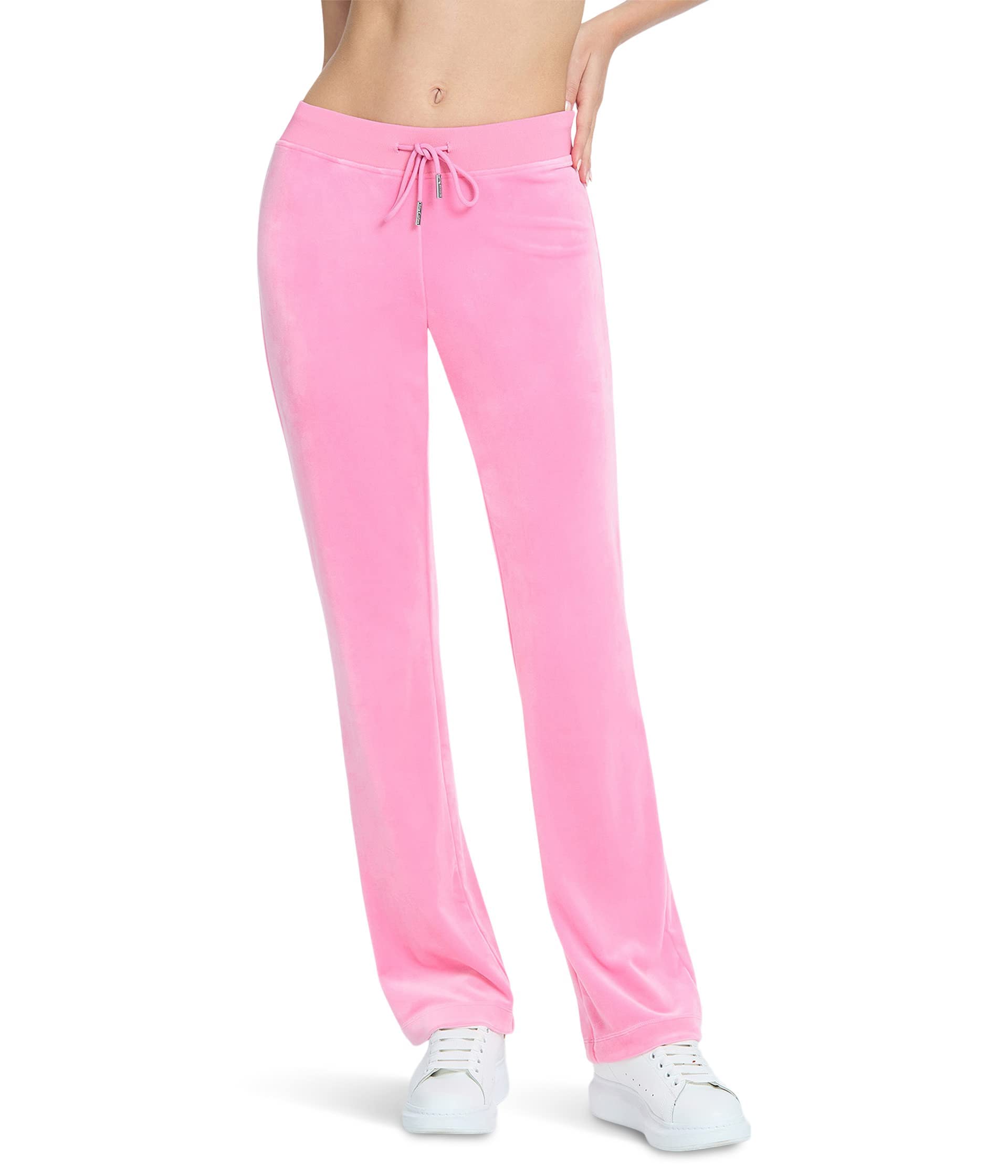 Juicy Couture Womens Rib Waist Velour Pants with Drawcord