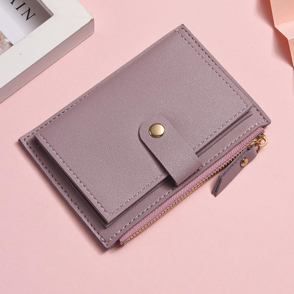 Womens Leather Compact Wallet Multi Compartment Card Holder Zipper Coin Pocket S
