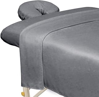 ForPro Premium Microfiber 3-Piece Massage Sheet Set, Cool Grey | Ultra-Light, Stain and Wrinkle-Resistant | Includes Flat & Fitted Sheets w/ Face Rest Cover for Massage Tables