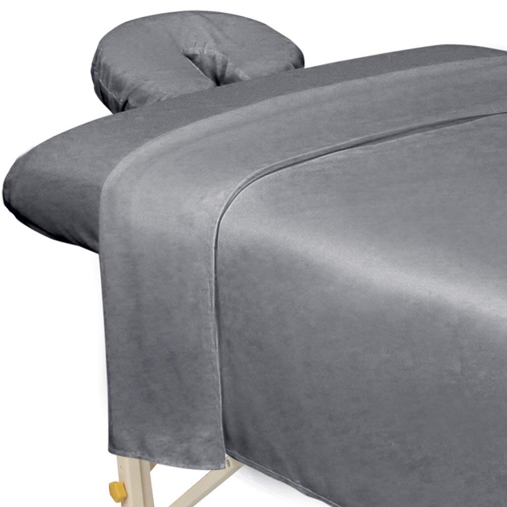 ForPro Premium Microfiber 3-Piece Massage Sheet Set, Cool Grey | Ultra-Light, St