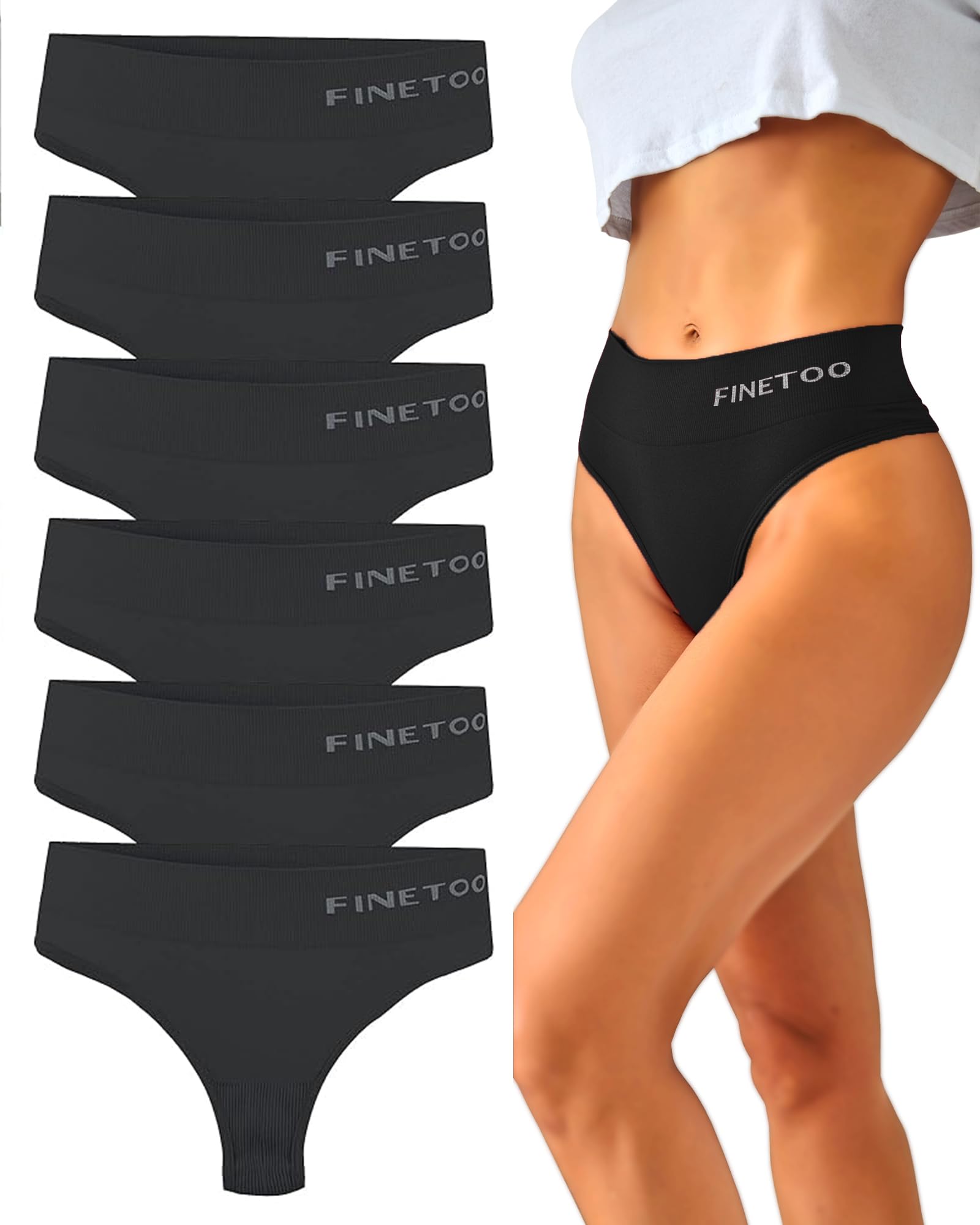 FINETOO Juego de 6 Tangas para Mujer, con Control de Abdomen, Tangas Transpirabl