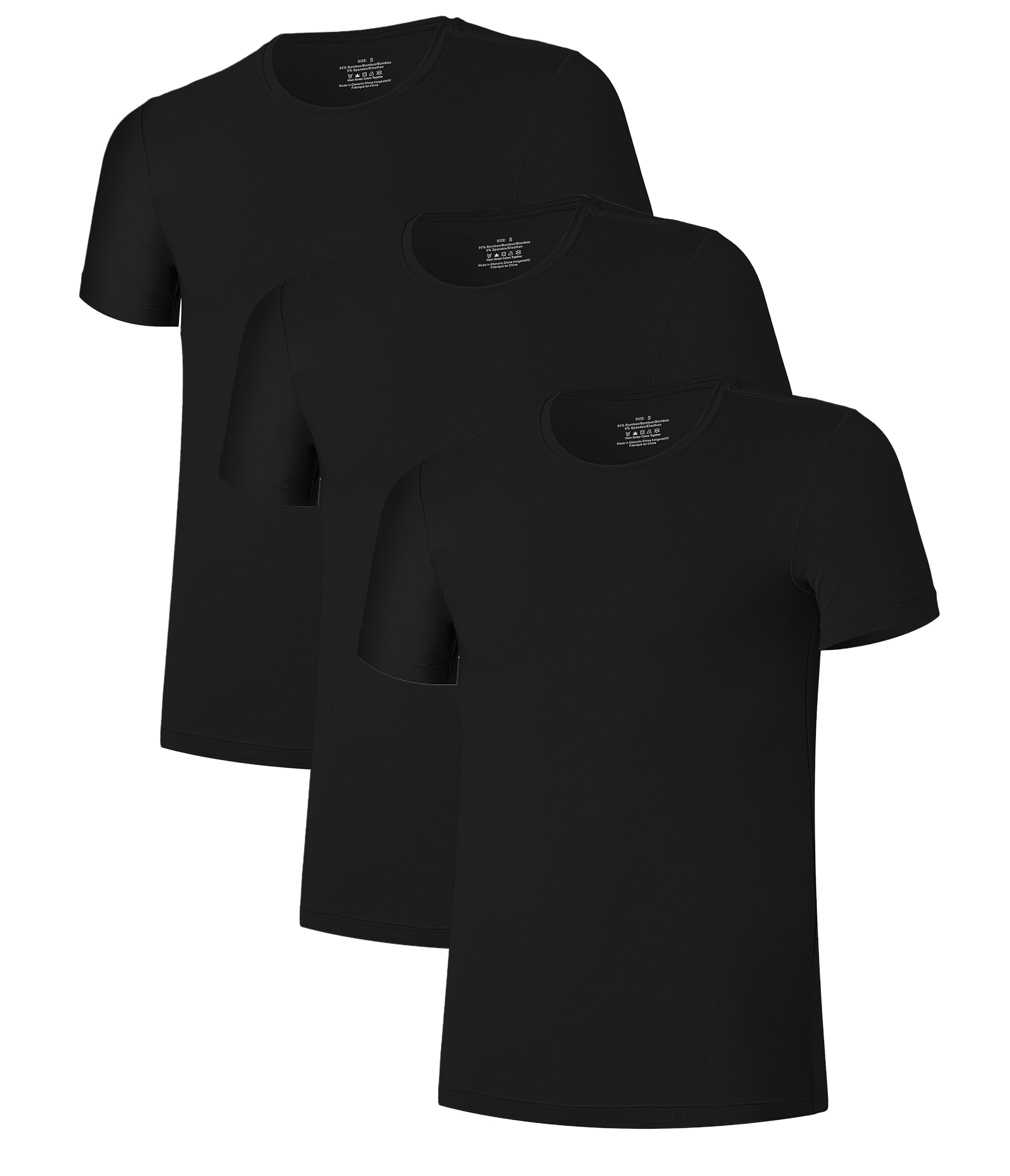 COLORFULLEAF 3/5-Pack Mens Bamboo T-Shirt Undershirt Lightweight Short Sleeve Cr