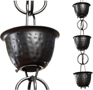 Monarch Rain Chains for Gutters Aluminum – 8.5 ft Hammered Black Rain Chain for Outside, Decorative Heavy Duty Gutter Catcher Downspout Replacement, Modern Durable Hanging Gutter Chain for Outdoor
