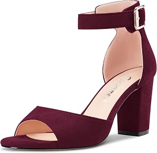Castamere Women's Block Chunky Mid Heel Open Toe Strappy Ankle Sandals