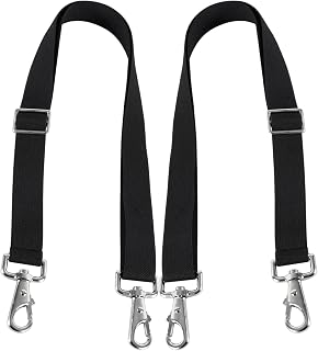 Horse Blanket Leg Straps, Replacement Stretchy Belly Strap with Double Swivel Snaps, Adjustable Length from 24 to 42 Inch Black(2 Pcs) (Two Side Snaps)