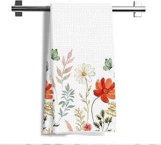 Kitchen Towels Vintage Spring Floral Butterfly Wild Flowers Decorative Tea Towels for Kitchen Bathroom Home Decor New Home Housewarming Butterfly Gifts for Her