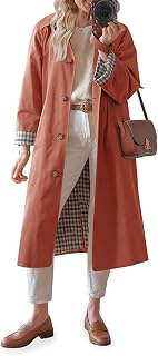 Tankaneo Womens Long Oversized Single Breasted Windproof Trench Coat