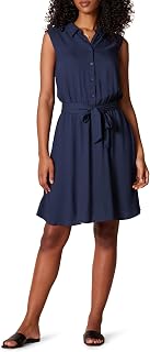 Amazon Essentials Women's Relaxed Fit Casual Sleeveless V-Neck Swing Shirt Dress