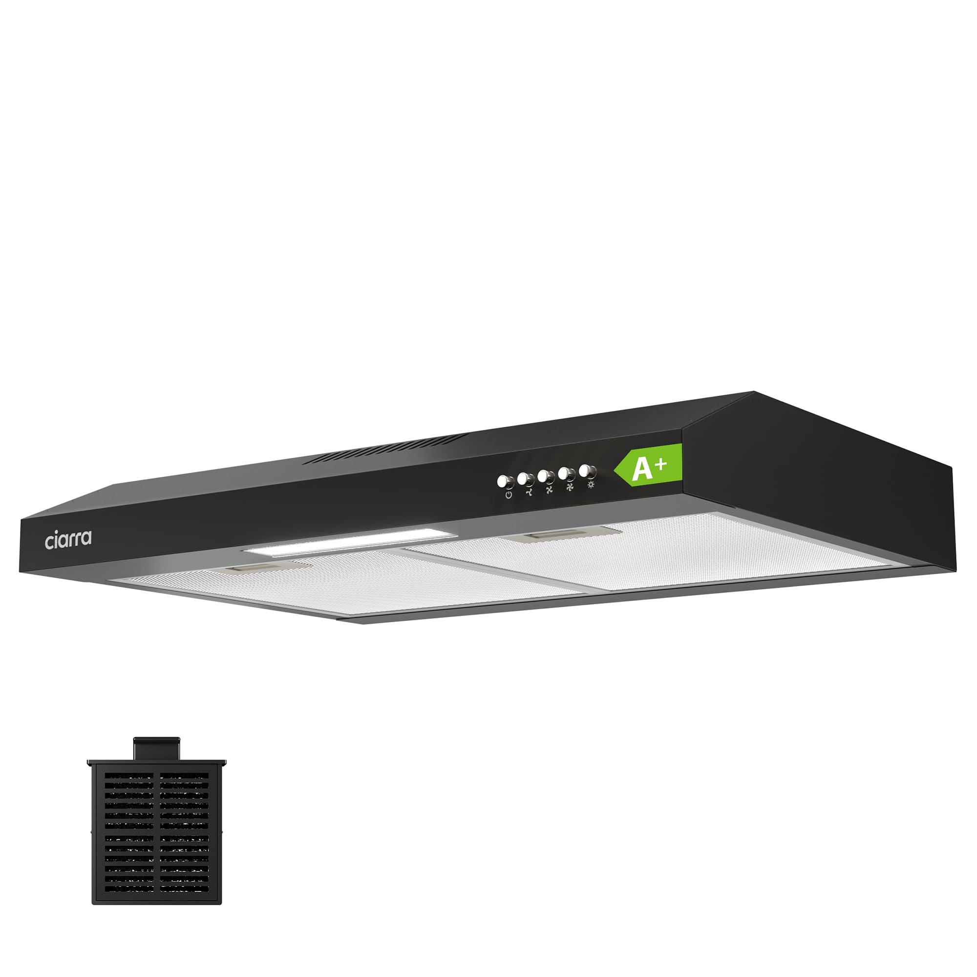 CIARRA CBCB6903D Visor Cooker Hood 60cm, Under Cabinet, Class A+, Black | Carbon