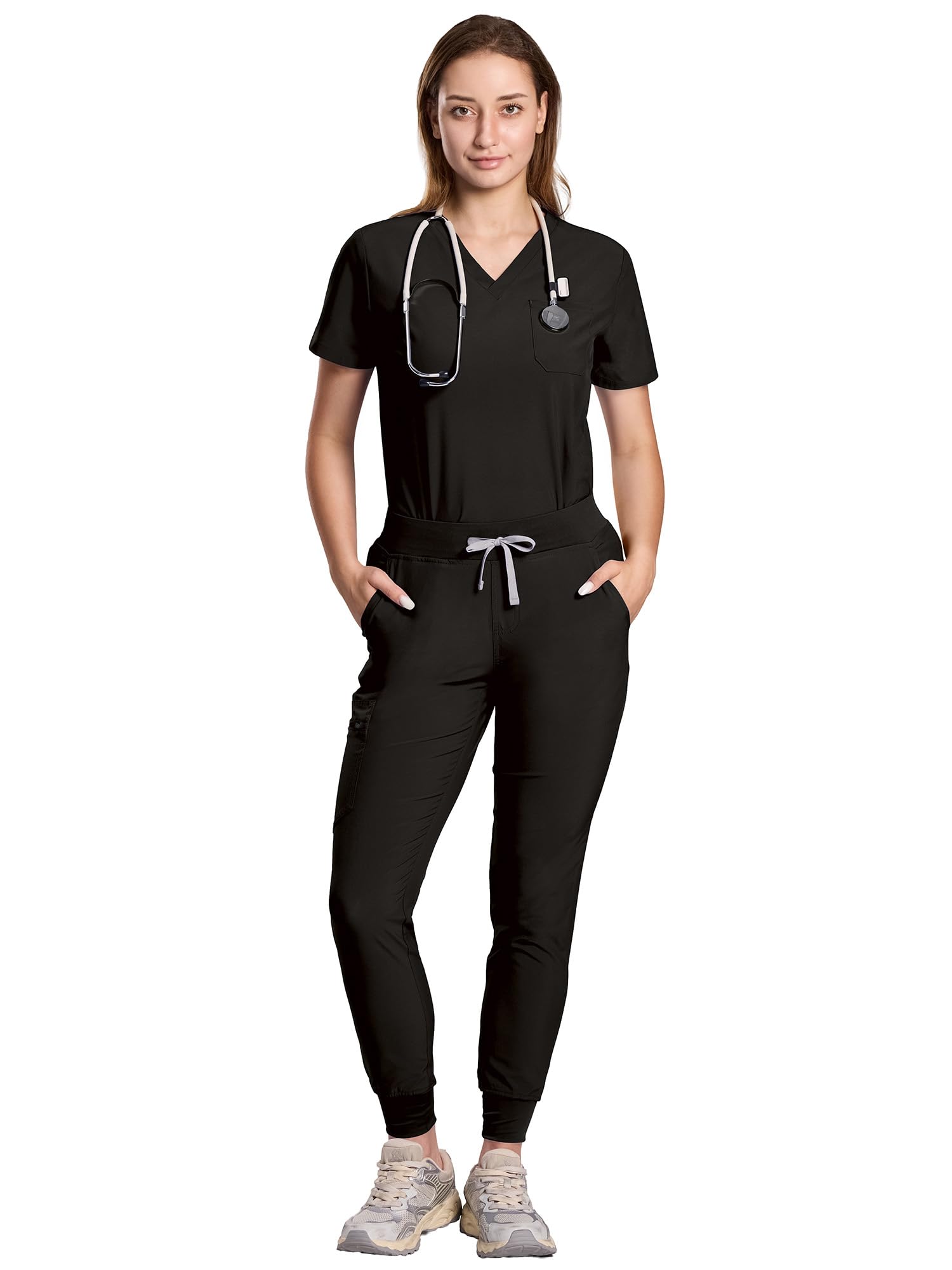 floralhue Scrubs for Women, V-Neck & Jogger Pants, 10 Pockets | Splash Protectio