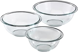 Pyrex Essentials (3-Piece) Glass Mixing Bowls Set for Prepping and Baking | Preheated oven, microwave, dishwasher & freezer safe