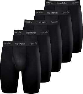 Men's Underwear 9 Inch Long Leg Boxer Briefs for Men, Performance, Moisture Wicking Pack, Anting Chafing, Fly