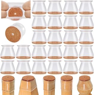 VIUME 24 Pcs Chair Leg Floor Protectors for Hardwood Floors Round | Silicone Chair Leg Covers with Felt Pads, Protect Wood Tile Floors, Anti-Scratch and Reduce Noise, Fit:15/16" to 1-5/16