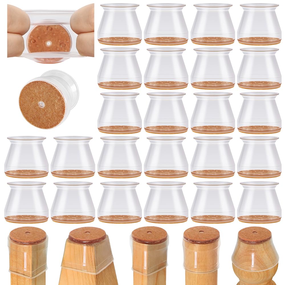 VIUME 24 Pcs Chair Leg Floor Protectors for Hardwood Floors Round | Silicone Cha