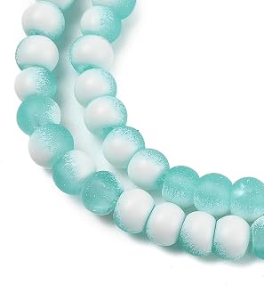 50pcs 4mm Frosted Glass Beads for Jewelry Making Crystal Crackle Glass Round Beads for Friendship Bracelets Jewelry Making DIY Crafts