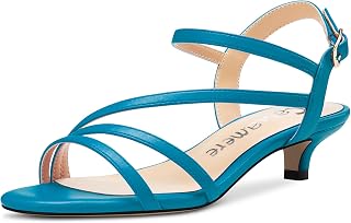 Castamere Women Open Toe Low Kitten Heel Heel Straps Ankle Sandals Buckle Dress Office Casual Shoes 3.5CM Heels