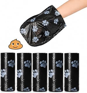 75 Pieces Thick Pet Poop Bags, 5 Rolls with Paw Prints, Durable Leakproof Polypropylene Bags for Dogs and Cats, Convenient Waste Disposal, Block
