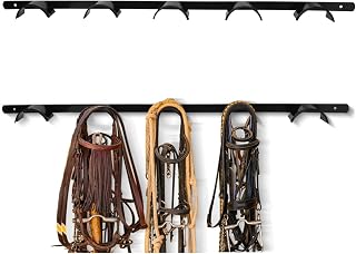 HDYEGY 2Pcs Wall Mounted 5 Spot Bridle Rack - Rounded Tack Rack for Hanging Horse Bridles, Halters, Reins