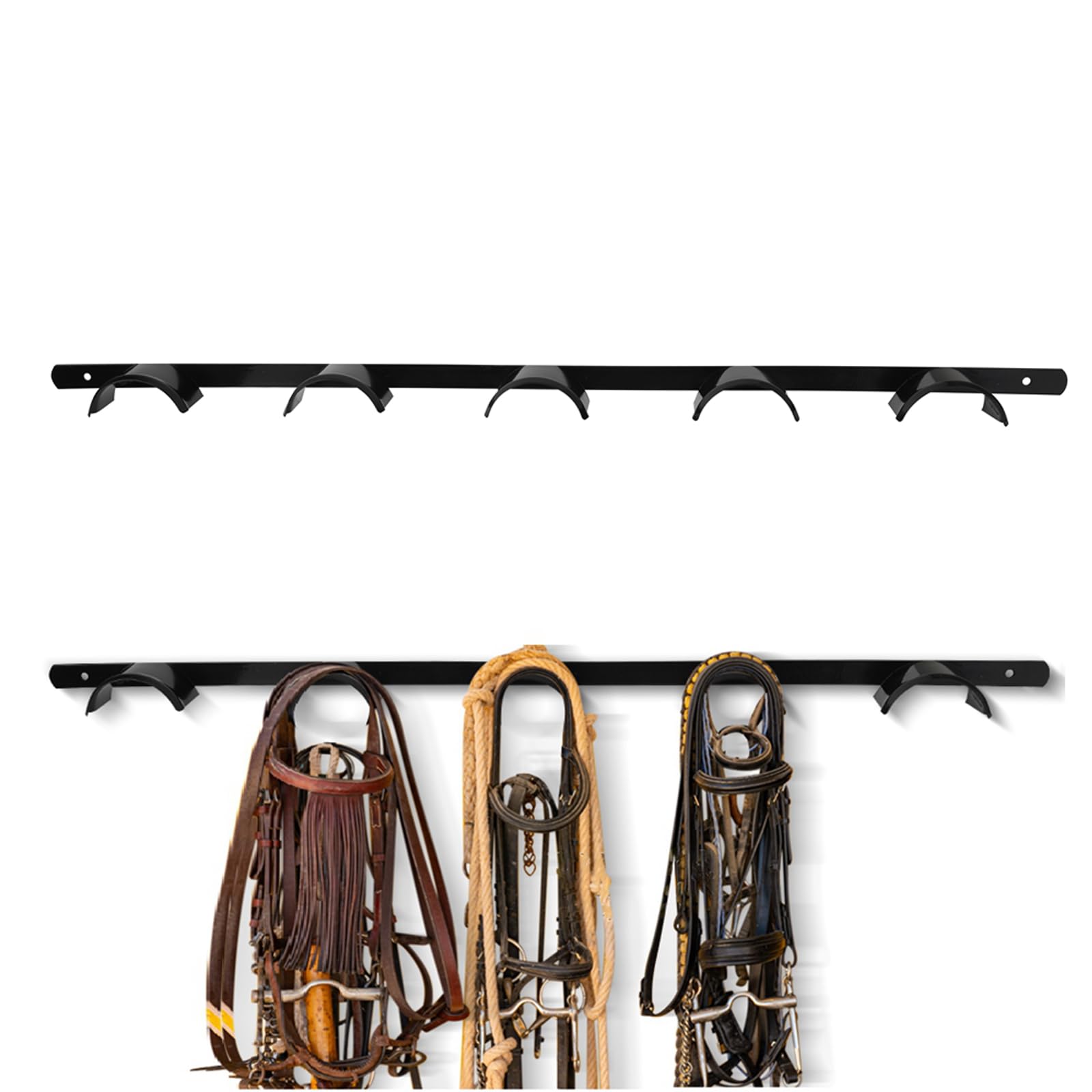 HDYEGY 2Pcs Wall Mounted 5 Spot Bridle Rack - Rounded Tack Rack for Hanging Hors