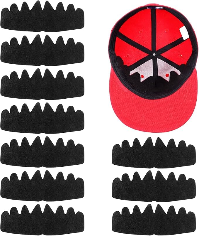 Taicols 10 Pack Black Hat Inserts, Sweat-Absorbing & Washable Cap Padding, Adjus
