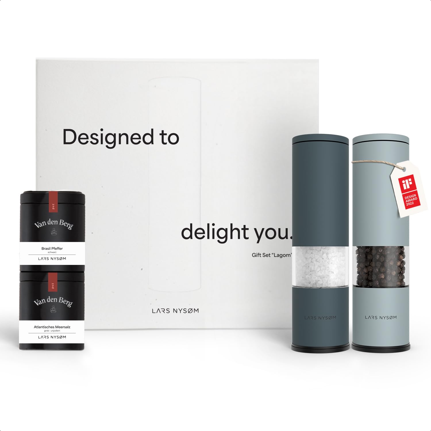 LARS NYSØM Salt and Pepper Mill Set with 2 Spice Cans